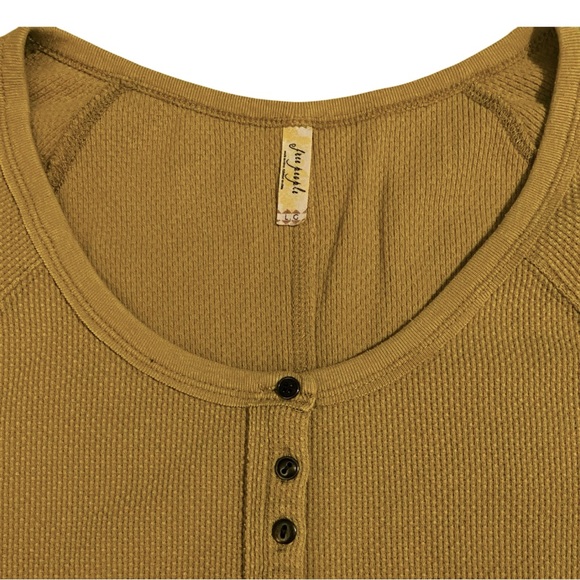 Free people ski lodge cuff thermal mustard henley size large - Picture 4 of 10